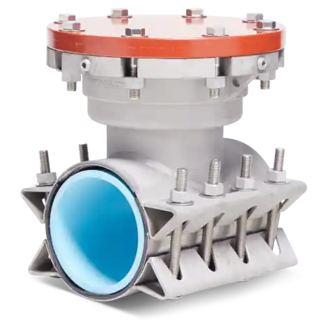 A line stopping fitting from Hydra-Stop used in a many line stop jobs across the United States.